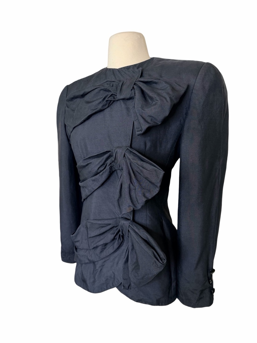 CAROLYNE ROELM Rare 80’s SILK BOW JACKET. - Picture 2 of 9